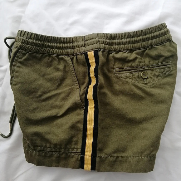 Zadig &  Voltaire Paro Linen Blend Shorts Green with Gold Side Stripe 34 or XS - Picture 7 of 16